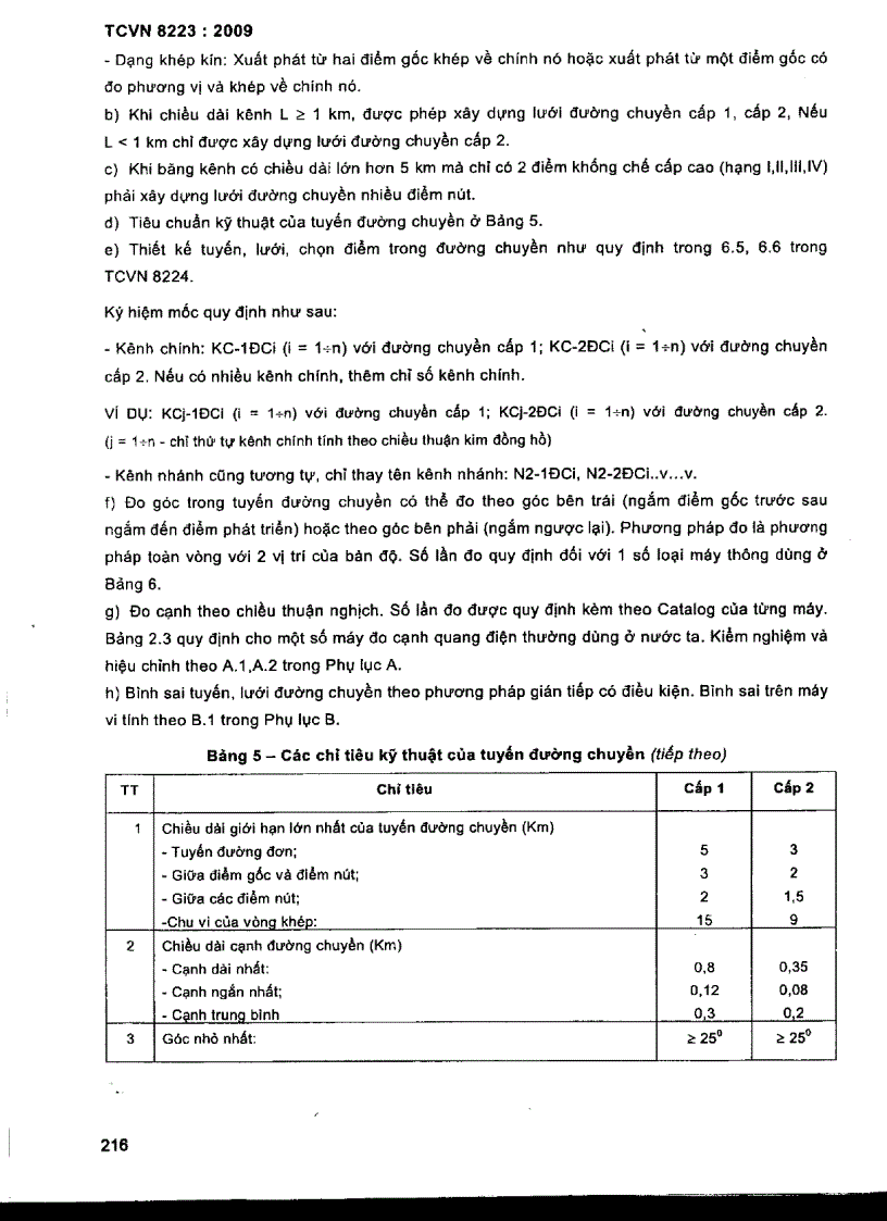 image for page TCVN 8223 2009 Công trình thuỷ lợi các quy định chủ yếu về đo đạc địa hình xác định tim kênh và các công trình trên kênh