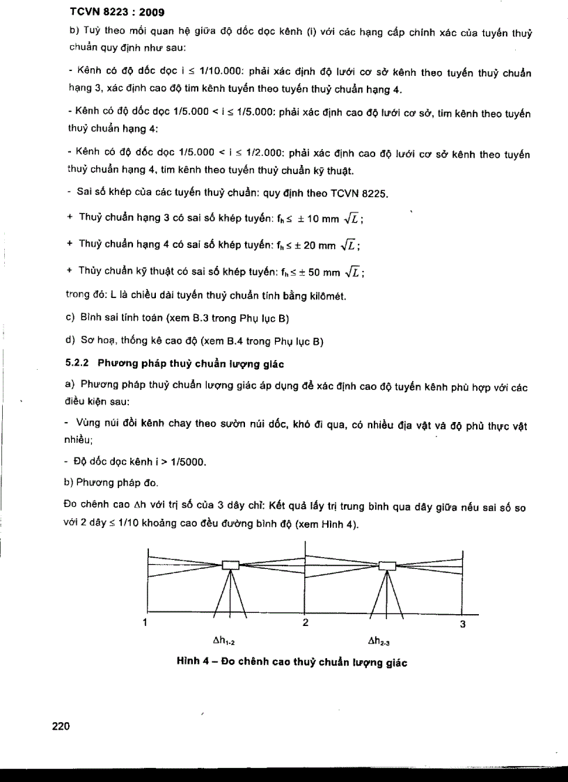 image for page TCVN 8223 2009 Công trình thuỷ lợi các quy định chủ yếu về đo đạc địa hình xác định tim kênh và các công trình trên kênh
