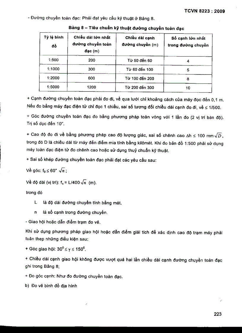 image for page TCVN 8223 2009 Công trình thuỷ lợi các quy định chủ yếu về đo đạc địa hình xác định tim kênh và các công trình trên kênh