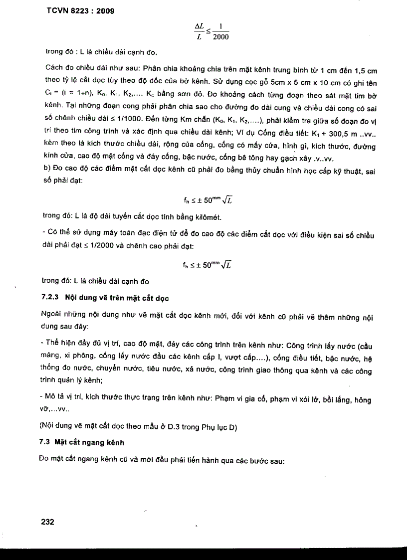 image for page TCVN 8223 2009 Công trình thuỷ lợi các quy định chủ yếu về đo đạc địa hình xác định tim kênh và các công trình trên kênh