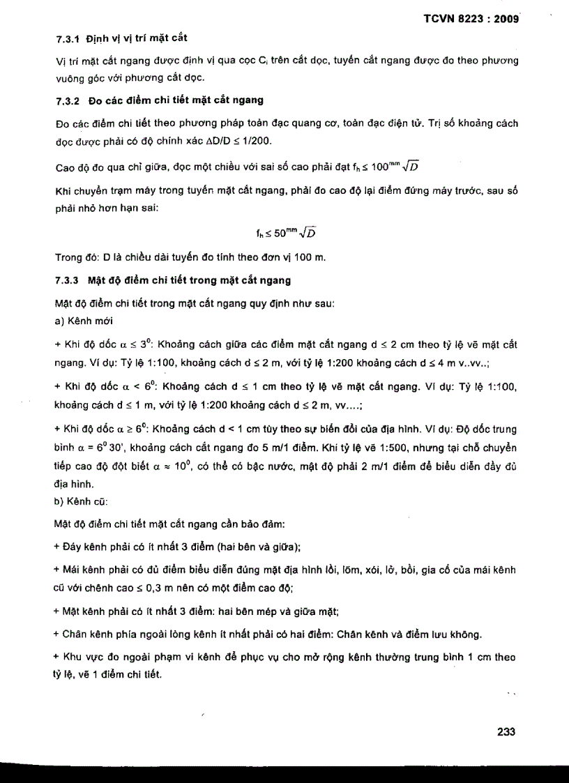 image for page TCVN 8223 2009 Công trình thuỷ lợi các quy định chủ yếu về đo đạc địa hình xác định tim kênh và các công trình trên kênh