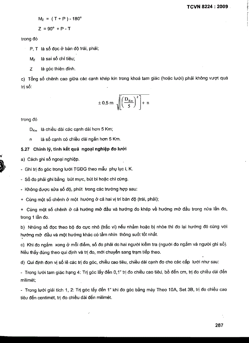 image for page TCVN 8224 2009 Công trình thuỷ lợi các quy định chủ yếu về lưới khống chế mặt bằng địa hình