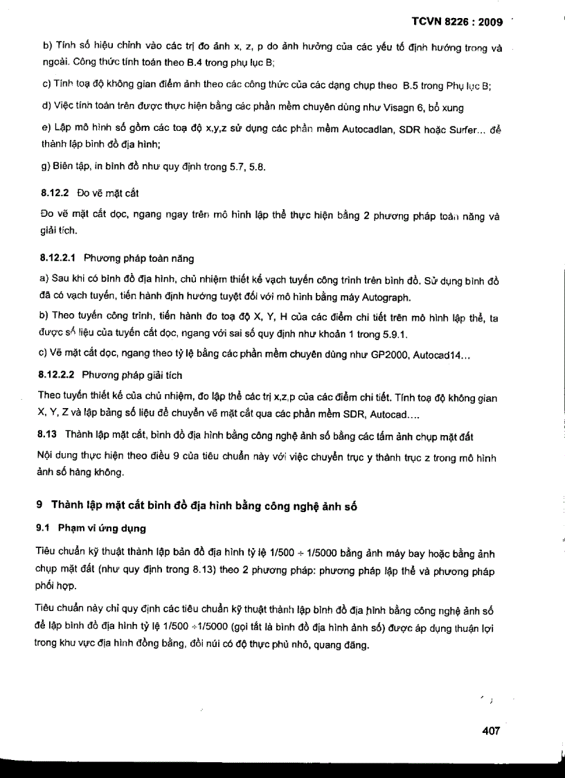 image for page TCVN 8226 2009 Công trình thuỷ lợi các quy định chủ yếu về khảo sát mặt cắt và bình đồ địa hình các tỷ lệ từ 1 200 đến 1 5000