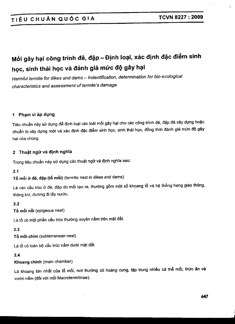 image for page TCVN 8227 2009 Mối gây hại cônh trình đê đập định loại xác định đặc điểm sinh học sinh thái học và đánh giá mức độ gây hại