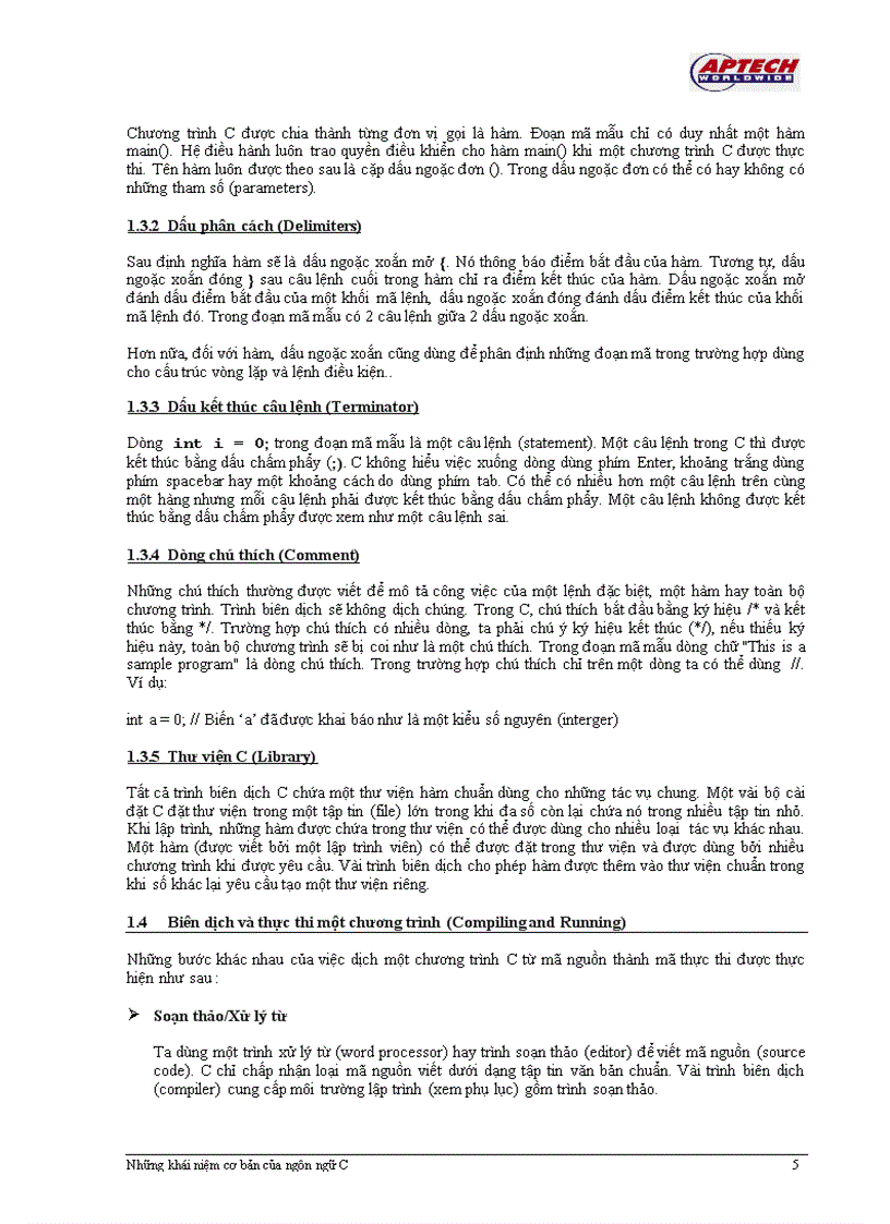 image for page Ngôn ngữ lập trình C Aptech