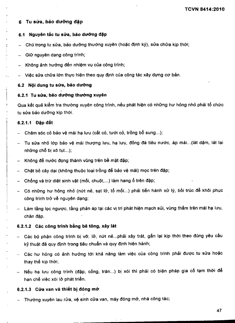 image for page TCVN 8414 2010 Công trình thuỷ lợi Quy trình quản lý vận hành khai thác và kiểm tra hồ chứa nước