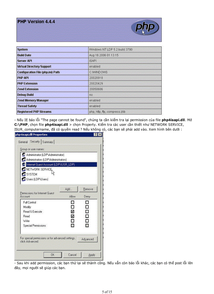 Install PHP MySQL with IIS