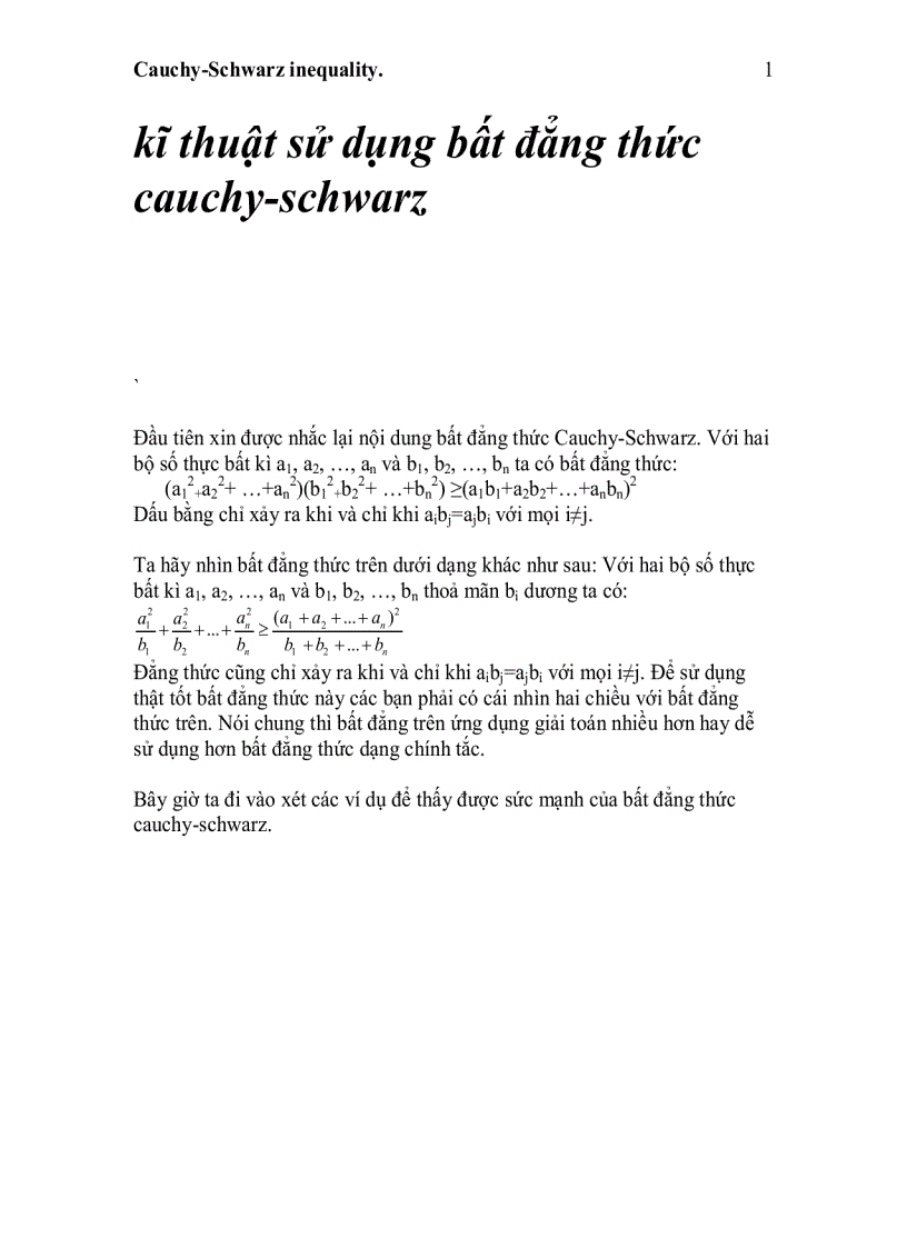 image for page Kĩ thuật sử dụng bất đẳng thức cauchy schwarz