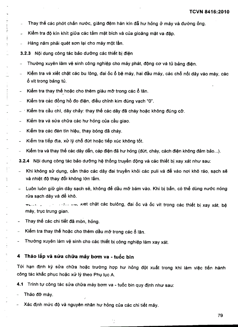 image for page TCVN 8416 2010 Công trình thuỷ lợi Quy trình quản lý vận hành duy tu bảo dưỡng trạm bơm và tuốc binh