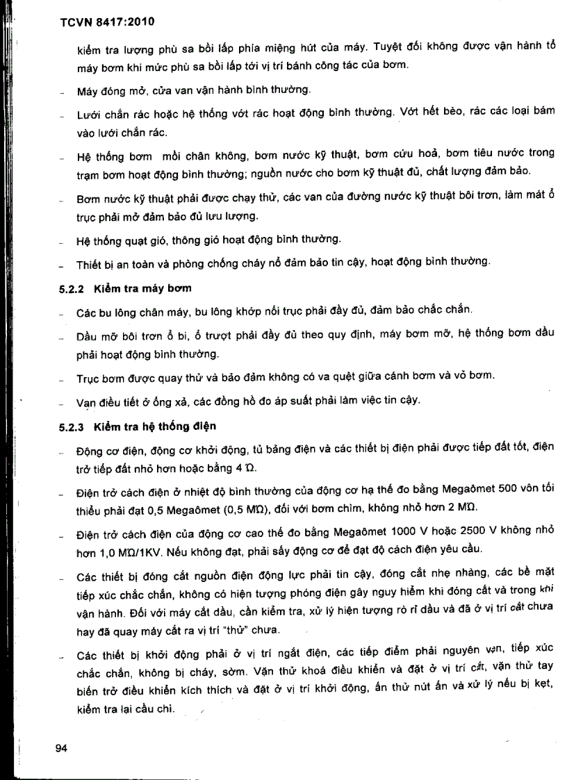 image for page TCVN 8417 2010 Công trình thuỷ lợi Quy trình quản lý vận hành duy tu bảo dưỡng trạm bơm điện