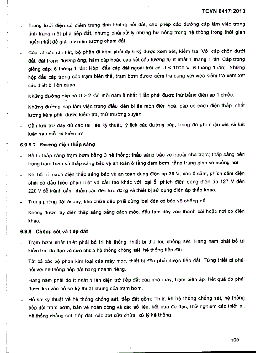 image for page TCVN 8417 2010 Công trình thuỷ lợi Quy trình quản lý vận hành duy tu bảo dưỡng trạm bơm điện