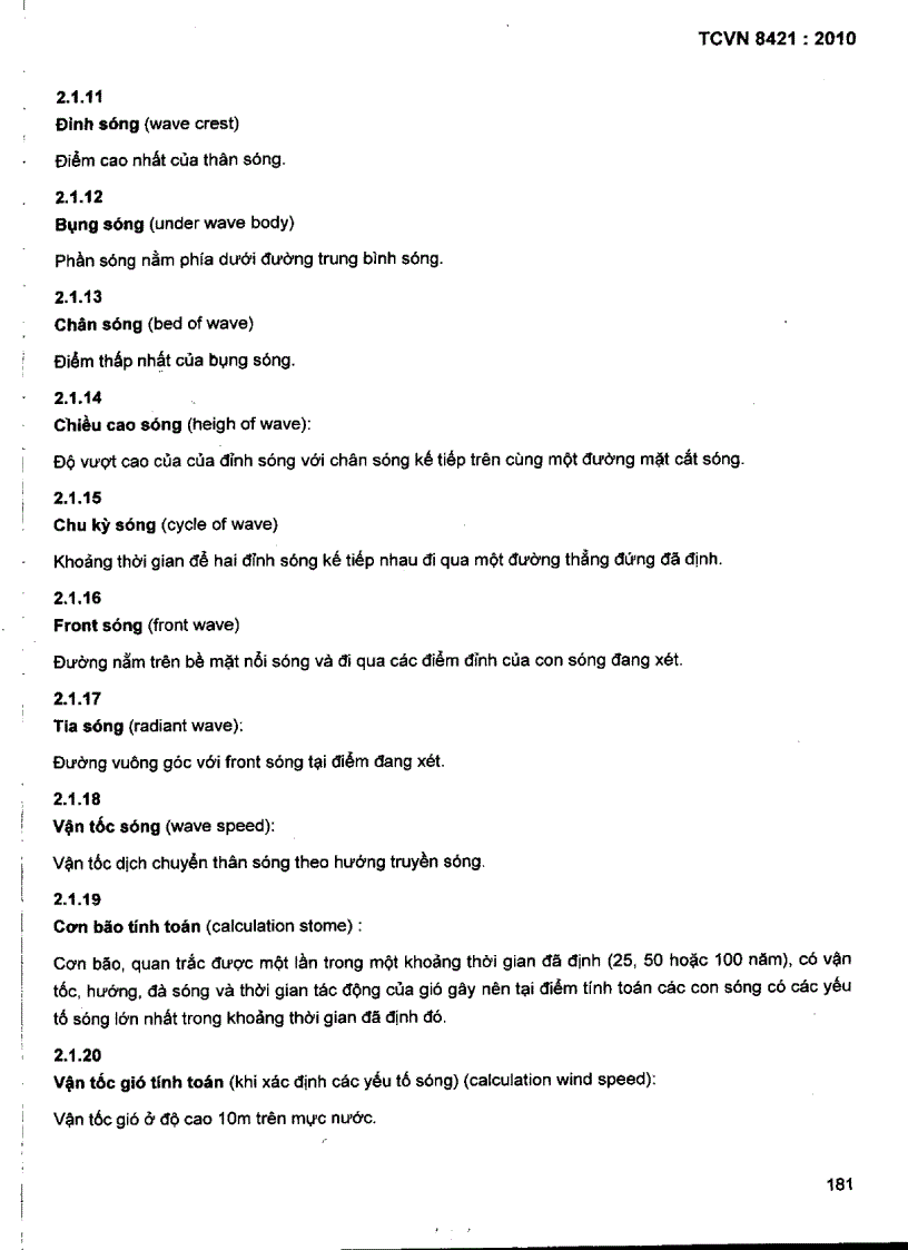 image for page TCVN 8421 2010 Công trình thuỷ lợi Tải trọng và lực tác dụng lên công trình do sóng và tàu