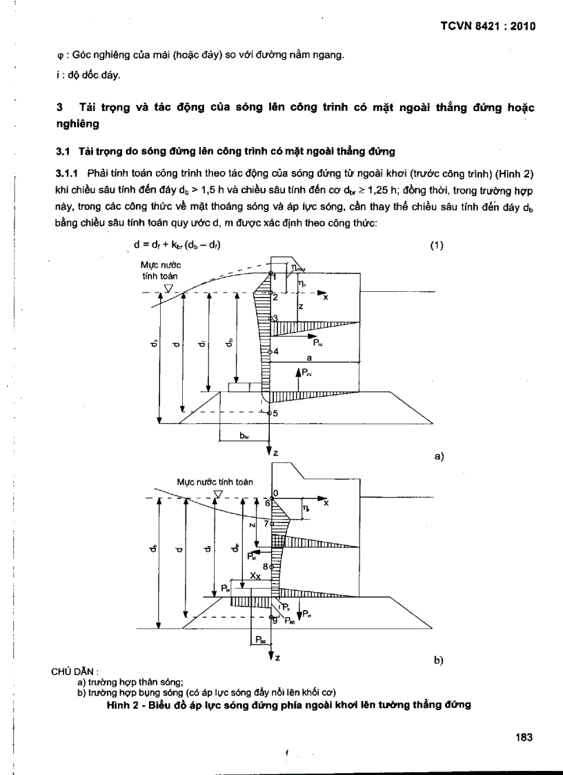 image for page TCVN 8421 2010 Công trình thuỷ lợi Tải trọng và lực tác dụng lên công trình do sóng và tàu