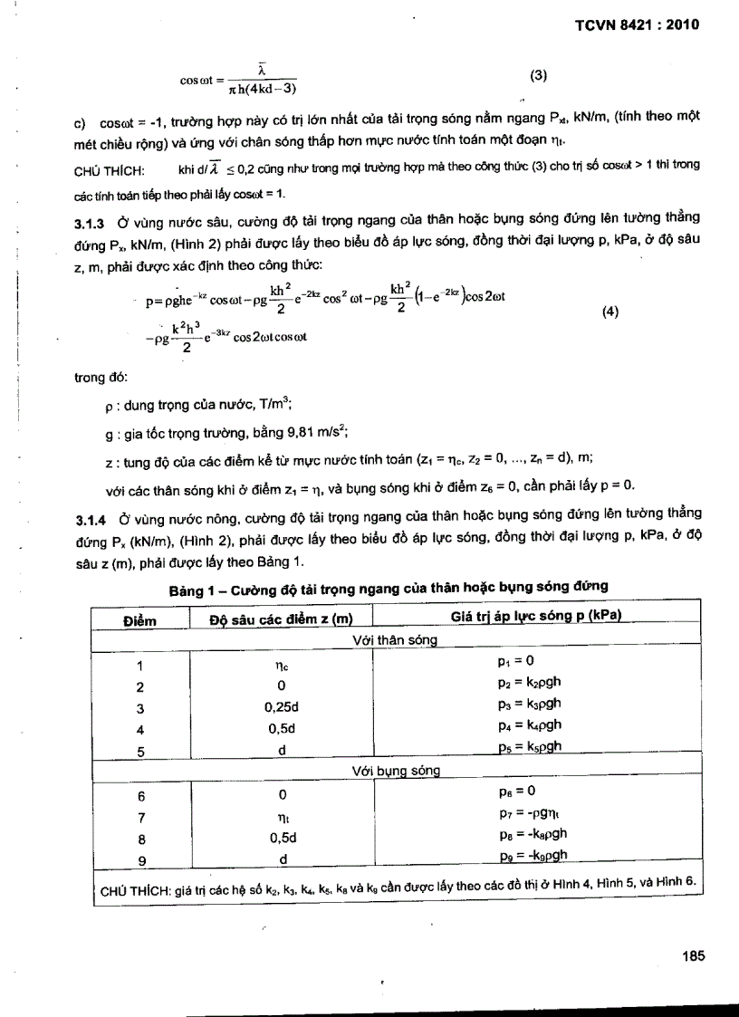 image for page TCVN 8421 2010 Công trình thuỷ lợi Tải trọng và lực tác dụng lên công trình do sóng và tàu