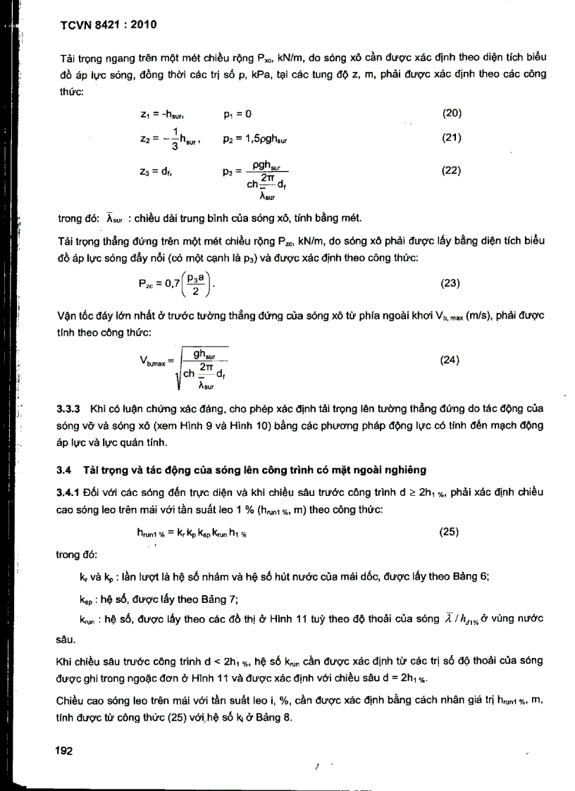 image for page TCVN 8421 2010 Công trình thuỷ lợi Tải trọng và lực tác dụng lên công trình do sóng và tàu