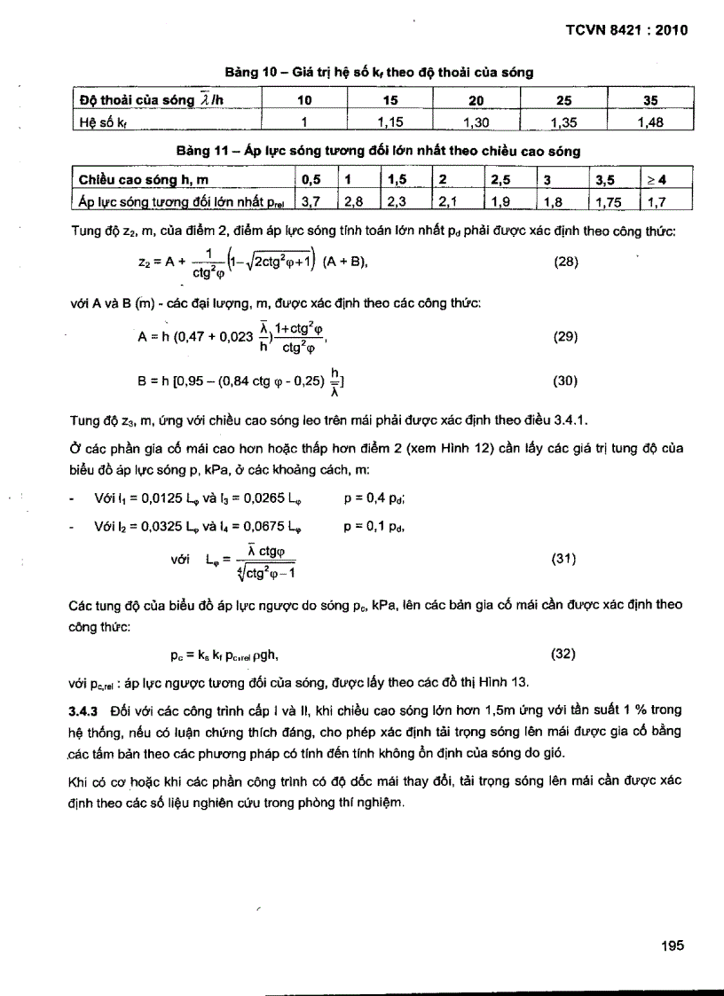 image for page TCVN 8421 2010 Công trình thuỷ lợi Tải trọng và lực tác dụng lên công trình do sóng và tàu