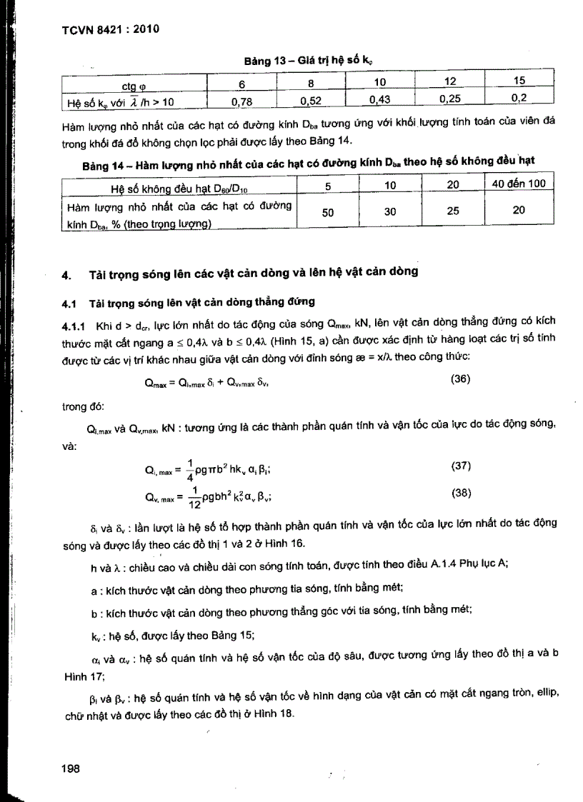 image for page TCVN 8421 2010 Công trình thuỷ lợi Tải trọng và lực tác dụng lên công trình do sóng và tàu