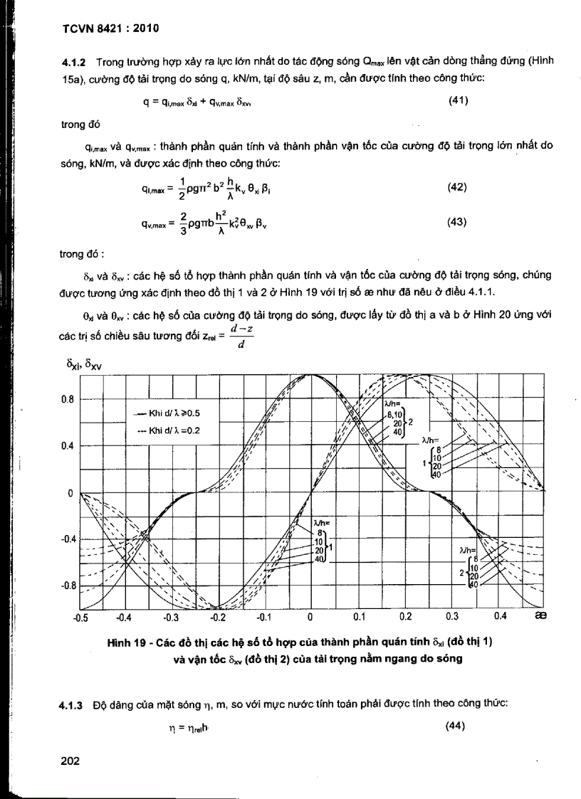 image for page TCVN 8421 2010 Công trình thuỷ lợi Tải trọng và lực tác dụng lên công trình do sóng và tàu