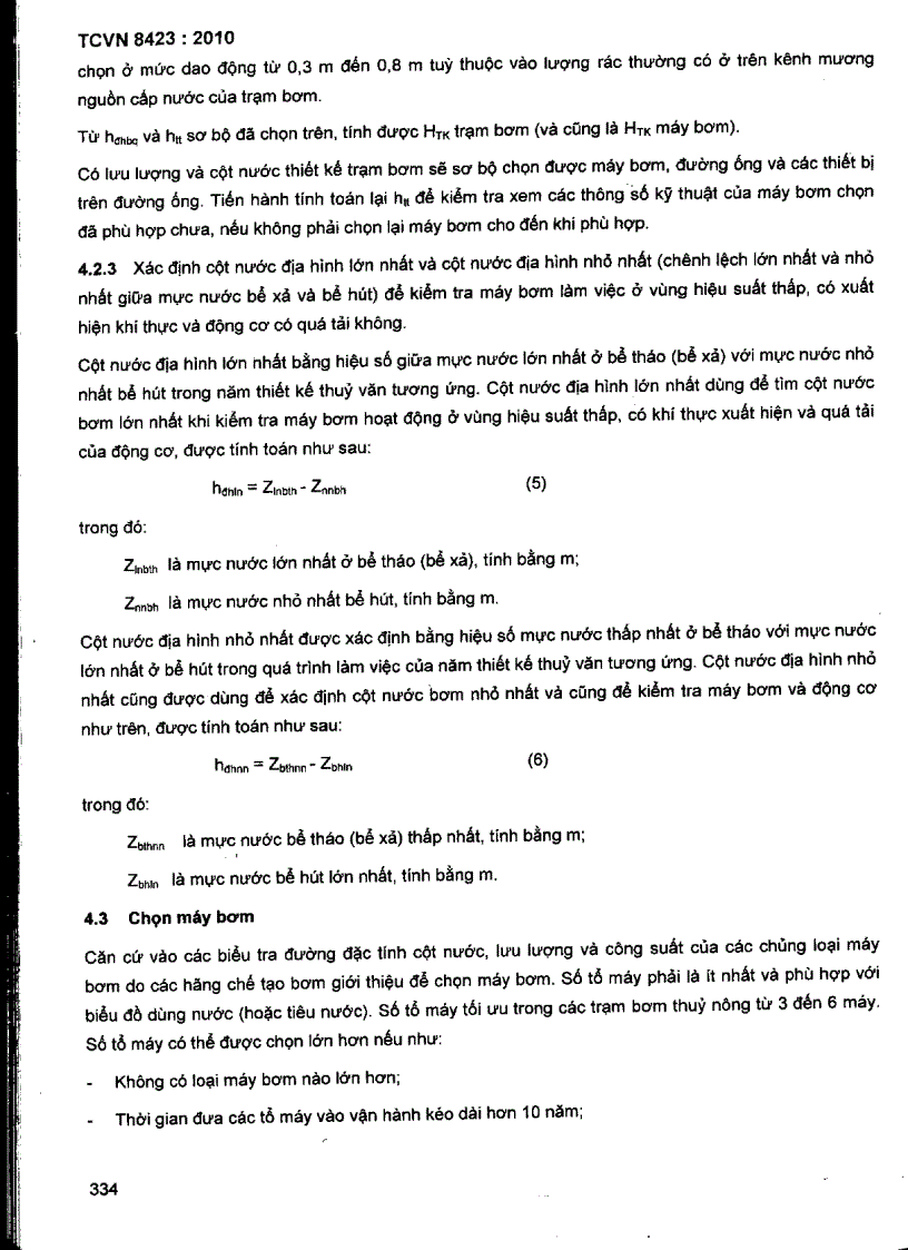 image for page TCVN 8423 2010 Công trình thuỷ lợi Trạm bơm tưới tiêu nước yêu cầu thiết kế công trình thủy công
