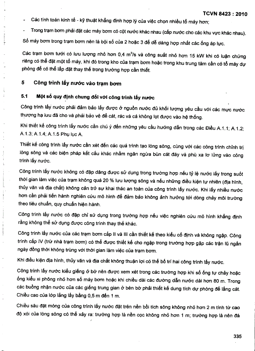image for page TCVN 8423 2010 Công trình thuỷ lợi Trạm bơm tưới tiêu nước yêu cầu thiết kế công trình thủy công