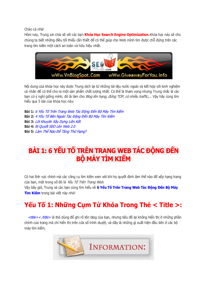 image for page Khóa Học Search Engine Optimization