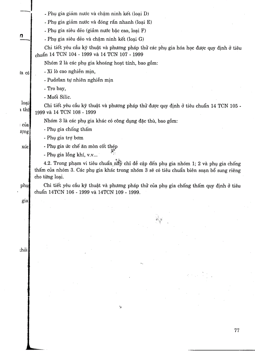 image for page Tiêu chuẩn ngành 14 TCN 103 1999 Phụ gia cho bê tông và vữa định nghĩa và phân loại