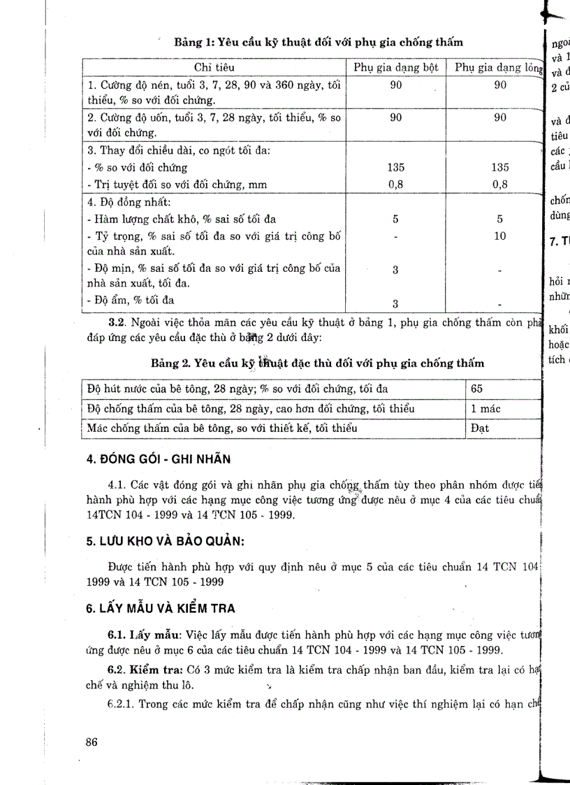 image for page Tiêu chuẩn ngành 14 TCN 106 1999 Phụ gia chống thấm cho bê tông và vữa phân loại và yêu cầu kỹ thuật
