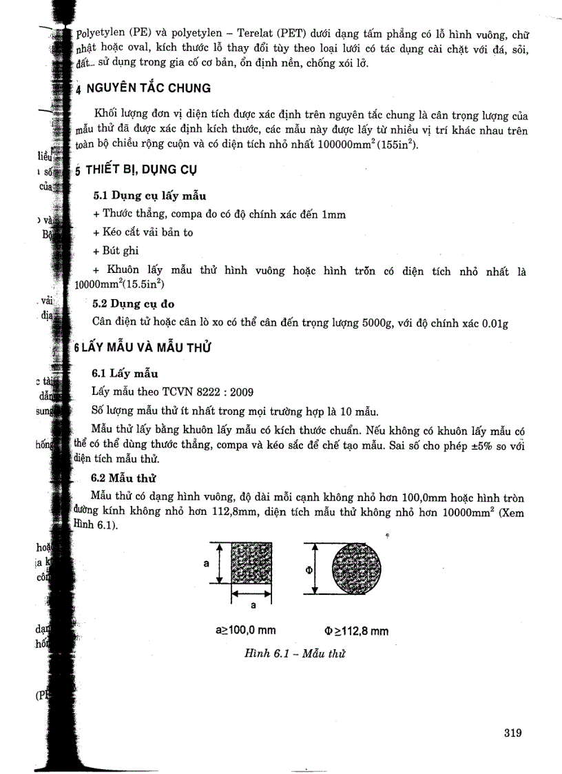 image for page Tiêu chuẩn quốc gia TCVN 8221 2009 Vải địa kỹ thuật phương pháp xác định khối lượng trên đơn vị diện tích
