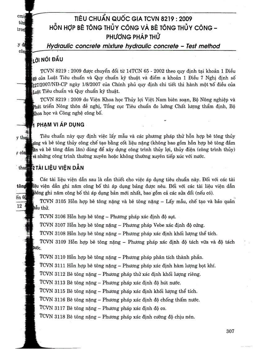 image for page TCXDVN 8219 2009 Hỗn hợp bê tông thuỷ công và bê tông thuỷ công phương pháp thử Tiêu chuẩn xây dựng Việt Nam