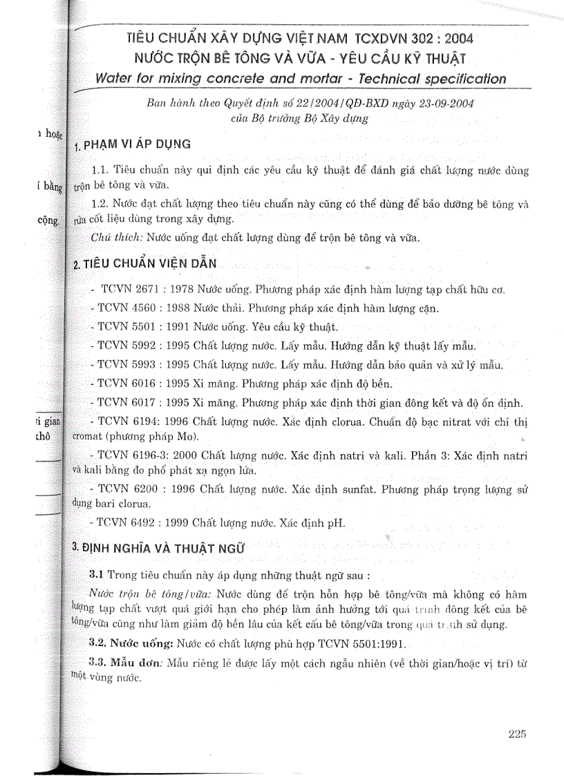 image for page TCXDVN 302 2004 Nước trộn bê tông và vữa yêu cầu kỹ thuật Tiêu chuẩn xây dựng Việt Nam