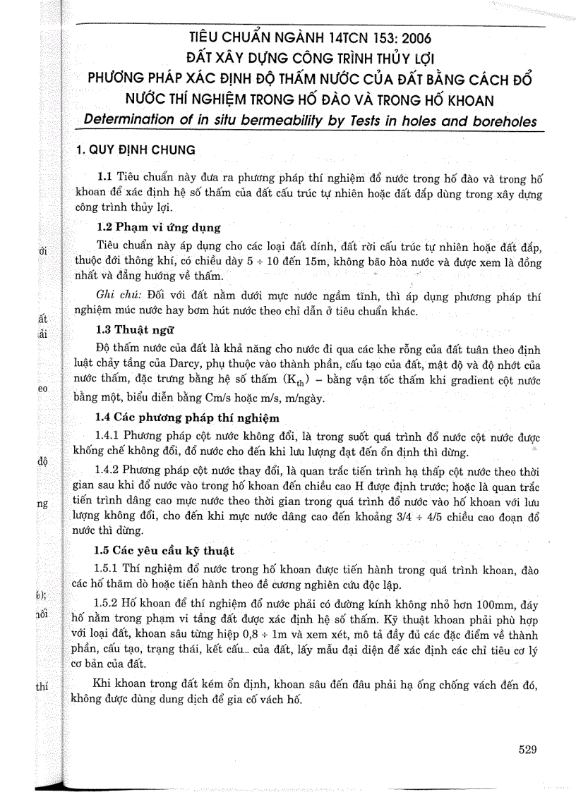 image for page Phương pháp xác định độ thấm nước của đất bằng cách đổ nước thí nghiệm trong hố đào và trong hố khoan