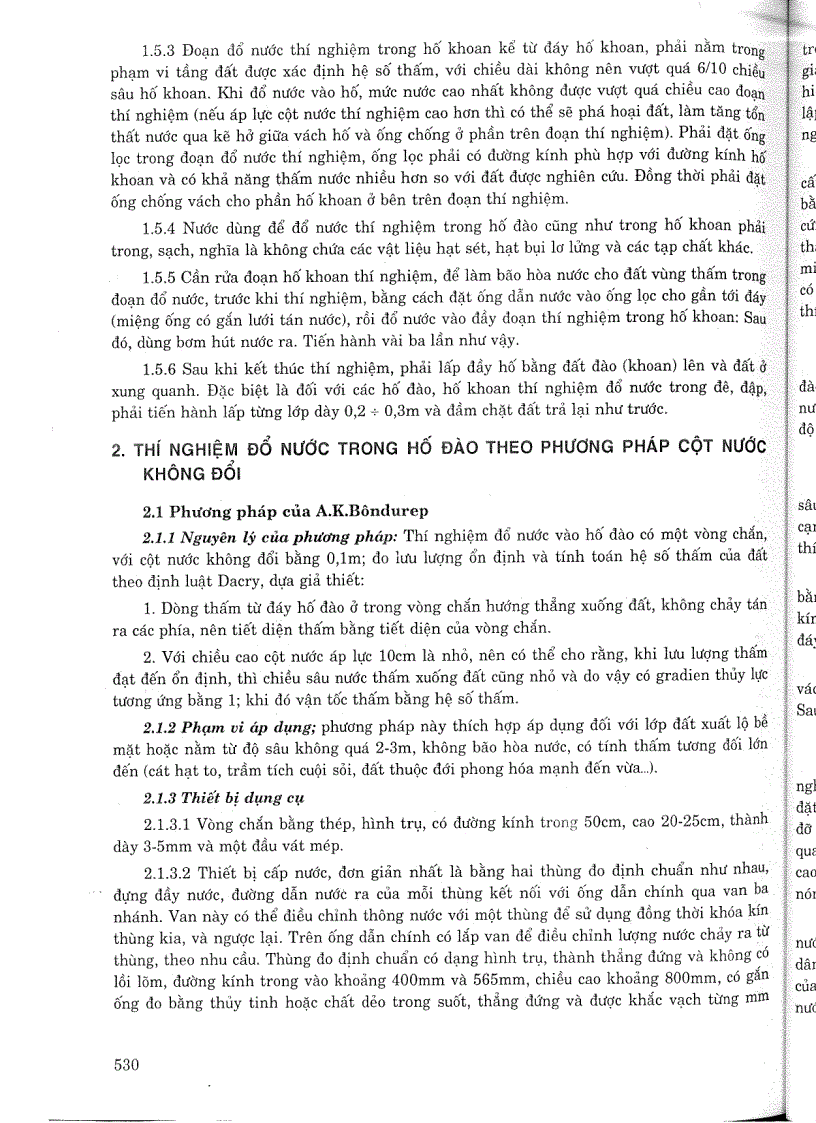 image for page Phương pháp xác định độ thấm nước của đất bằng cách đổ nước thí nghiệm trong hố đào và trong hố khoan