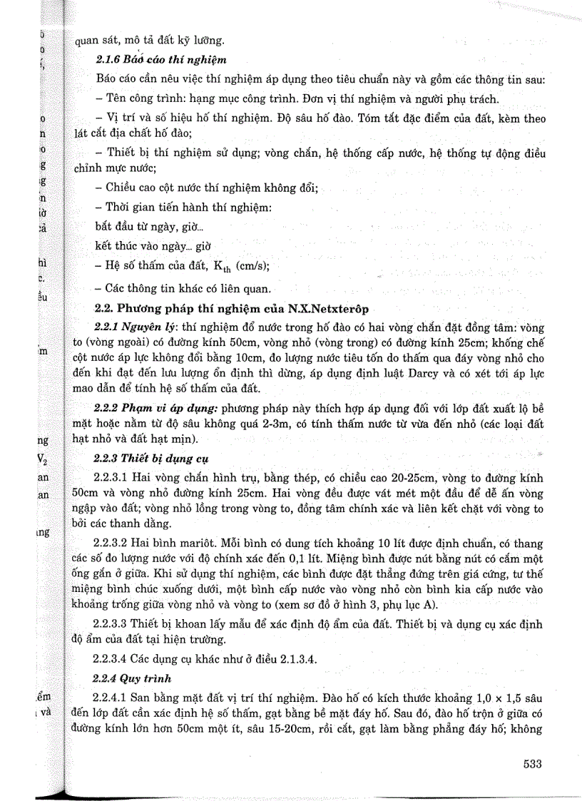 image for page Phương pháp xác định độ thấm nước của đất bằng cách đổ nước thí nghiệm trong hố đào và trong hố khoan