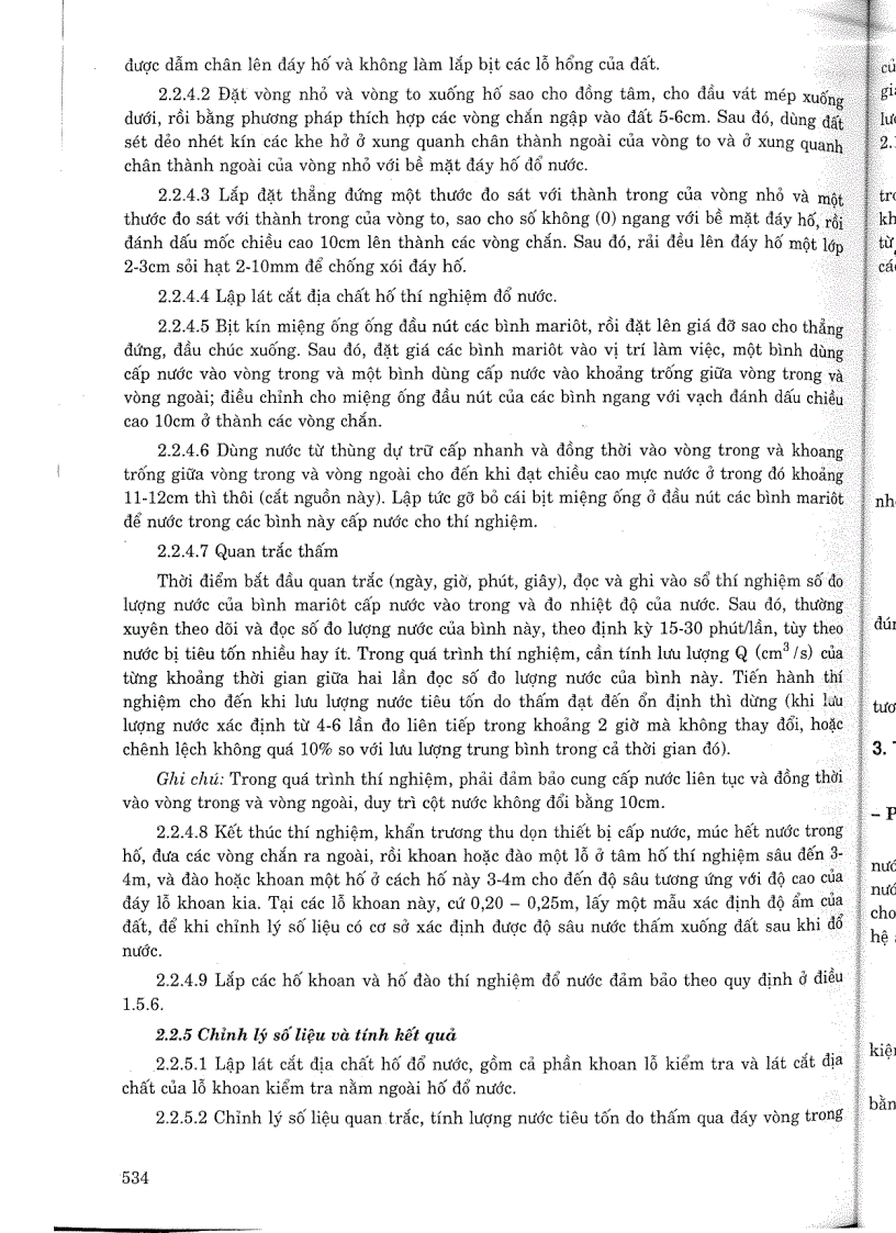 image for page Phương pháp xác định độ thấm nước của đất bằng cách đổ nước thí nghiệm trong hố đào và trong hố khoan