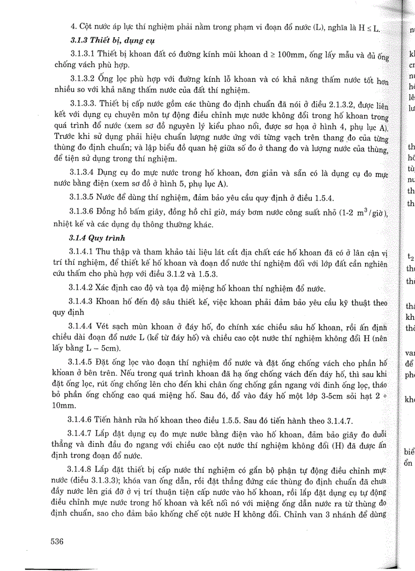 image for page Phương pháp xác định độ thấm nước của đất bằng cách đổ nước thí nghiệm trong hố đào và trong hố khoan