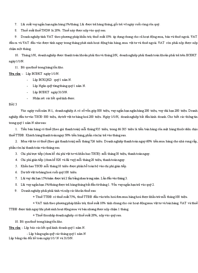 image for page Bài tập về thuế và các báo cáo tài chính