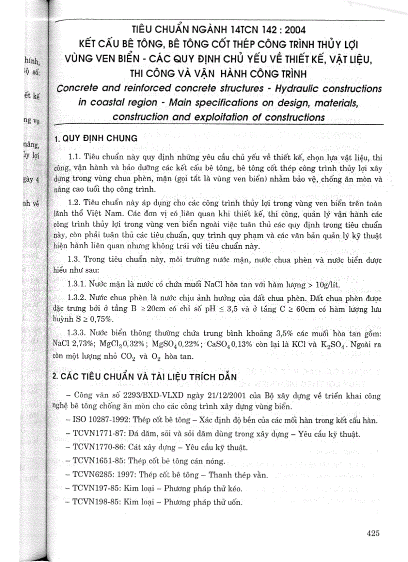 image for page Kết cấu bê tông bê tông cốt thép công trình thủy lợi vùng ven biển Các quy định chủ yếu về thiết kế vật liệu thi công và vận hành công trình