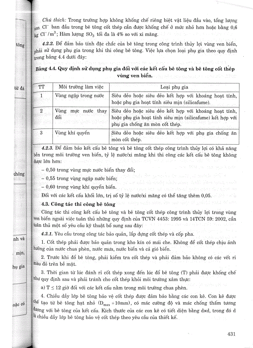 image for page Kết cấu bê tông bê tông cốt thép công trình thủy lợi vùng ven biển Các quy định chủ yếu về thiết kế vật liệu thi công và vận hành công trình