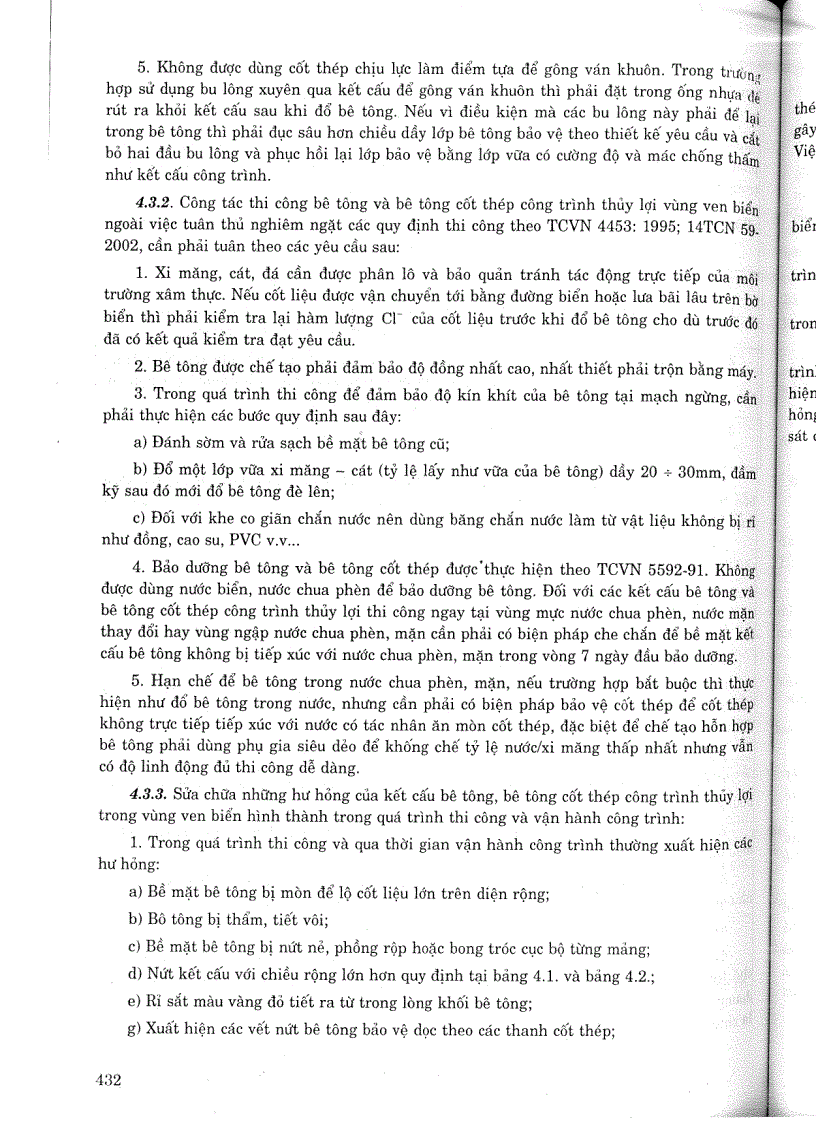 image for page Kết cấu bê tông bê tông cốt thép công trình thủy lợi vùng ven biển Các quy định chủ yếu về thiết kế vật liệu thi công và vận hành công trình