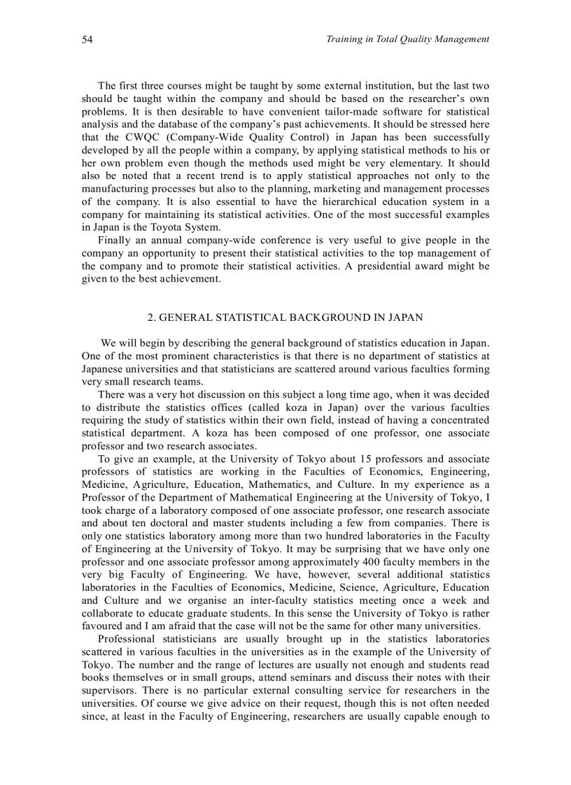 image for page Statistical training of researchers in total quality management The japanese experience