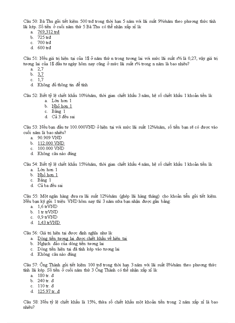 image for page Hơn 300 câu hỏi trắc nghiệm TÀI CHÍNH DOANH NGHIỆP