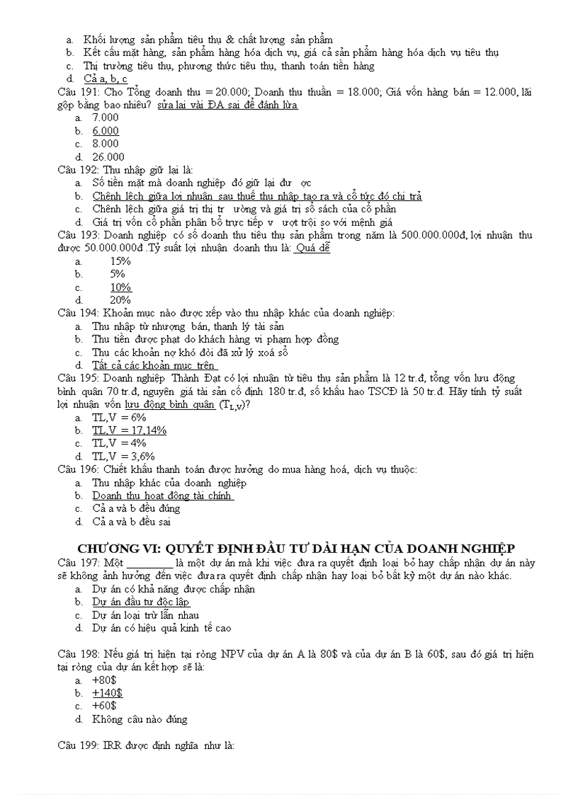 image for page Hơn 300 câu hỏi trắc nghiệm TÀI CHÍNH DOANH NGHIỆP