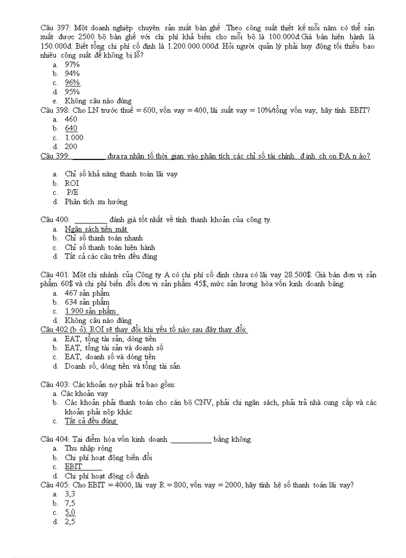 image for page Hơn 300 câu hỏi trắc nghiệm TÀI CHÍNH DOANH NGHIỆP