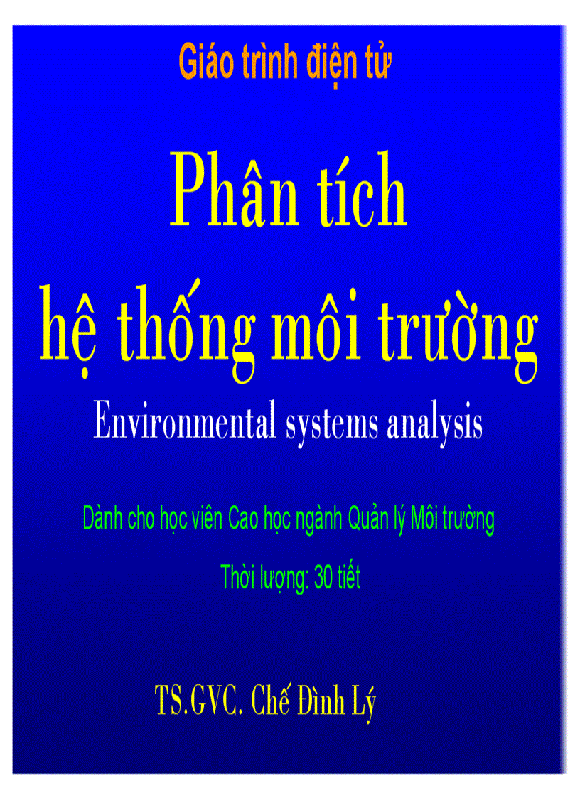 Bài giảng Phân tích hệ thống môi trường