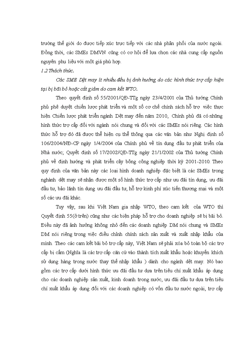 image for page Một số giải pháp nâng cao năng lực cạnh tranh của SMEs Dệt may Việt Nam sau khi gia nhập WTO