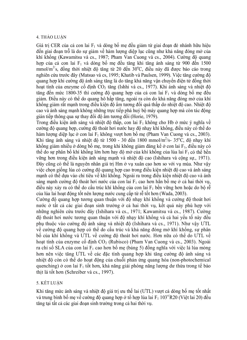 image for page Ảnh hưởng của nhiệt độ và ánh sáng đến ưu thế lai về các đặc tính quang hợp của lúa lai F1 ở các vụ trồng khác nhau