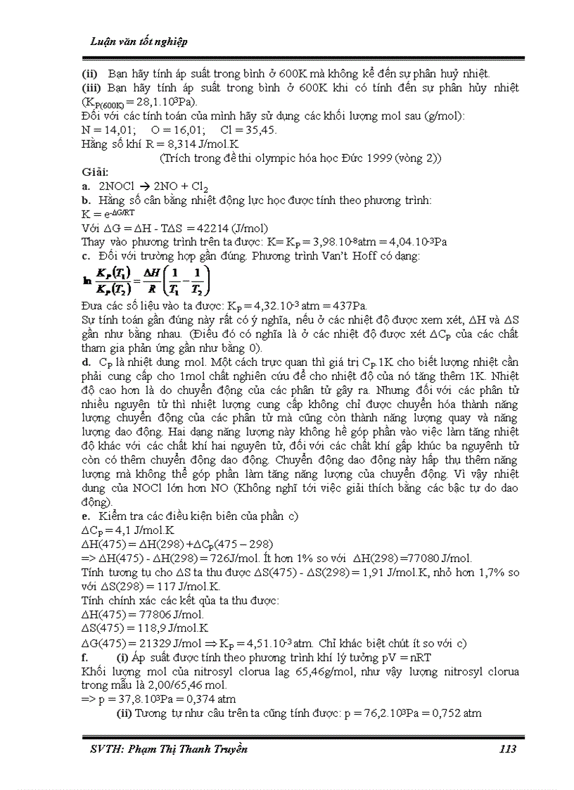 image for page Hệ thống hóa bài tập phần Hóa lý phục vụ bồi dưỡng học sinh giỏi ở trường THPT