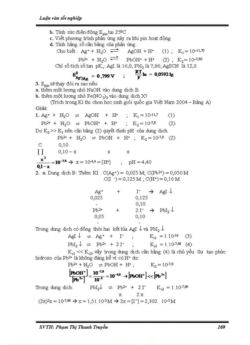 image for page Hệ thống hóa bài tập phần Hóa lý phục vụ bồi dưỡng học sinh giỏi ở trường THPT