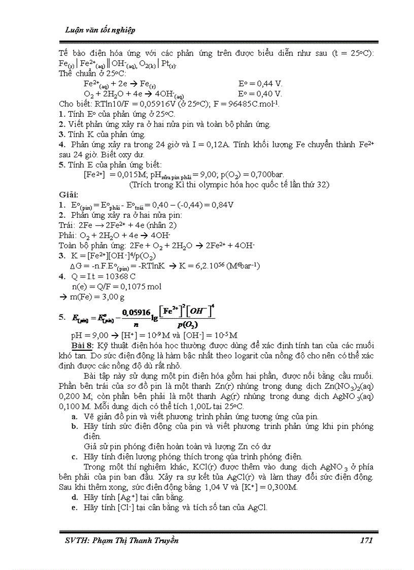 image for page Hệ thống hóa bài tập phần Hóa lý phục vụ bồi dưỡng học sinh giỏi ở trường THPT