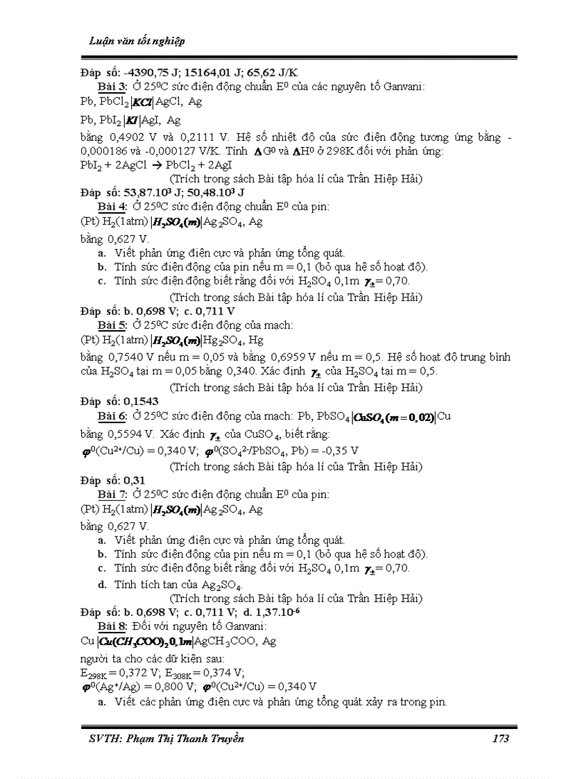 image for page Hệ thống hóa bài tập phần Hóa lý phục vụ bồi dưỡng học sinh giỏi ở trường THPT